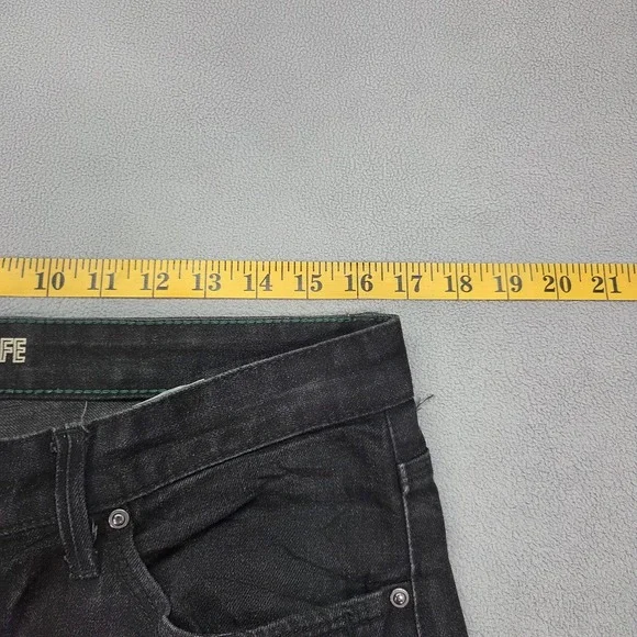 SPAO Jeans Mens 34x26 Black Tapered Selvedge Denim Zip Fly Stretch Casual Pants